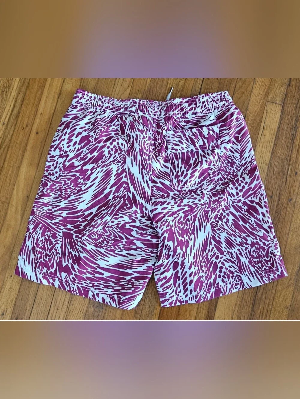 NWT Boys Onia Magenta and White Abstract Charlie Trunk Swim Shorts Sz 14